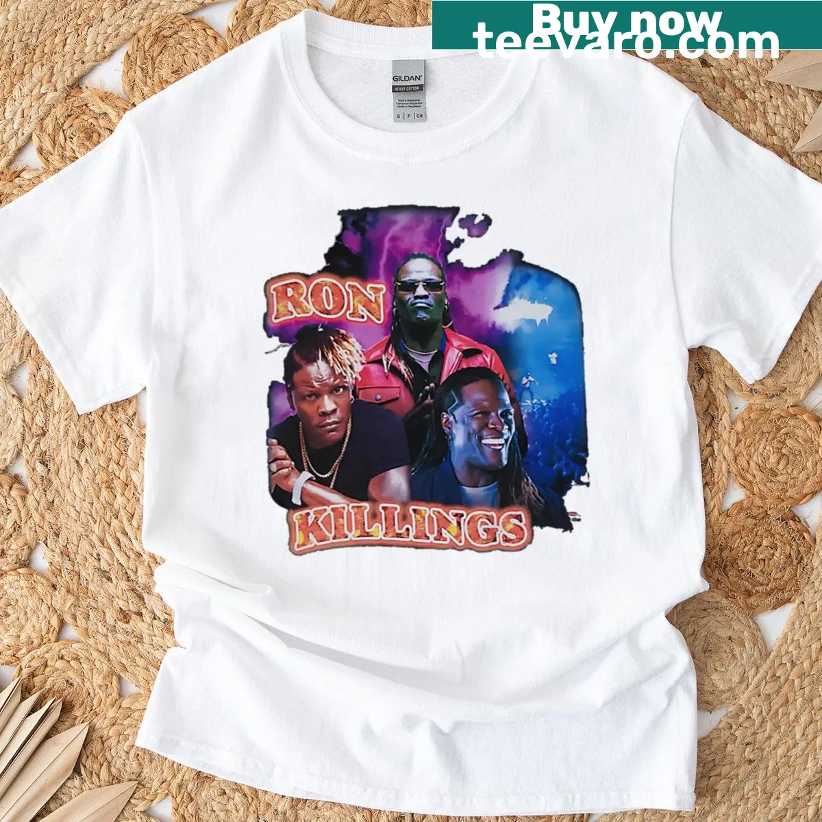 T-shirt displaying 'Ron Killings' in bold typography — on a men's t-shirt