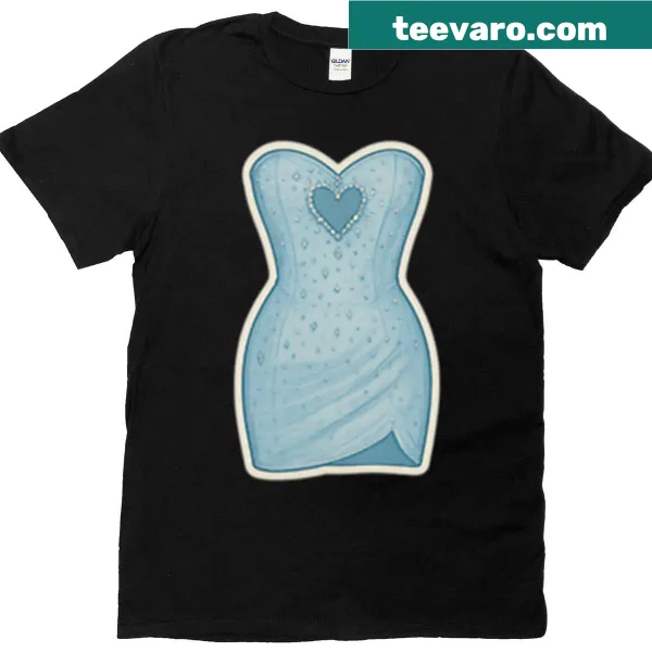 Illustration of Sabrina Carpenter's heart dress design on a t-shirt