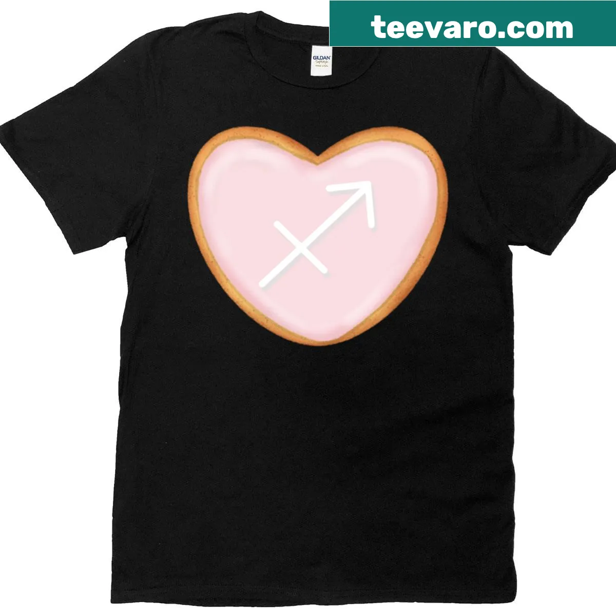 Oversized T-shirt with Sagittarius sugar cookie design — on a men's t-shirt