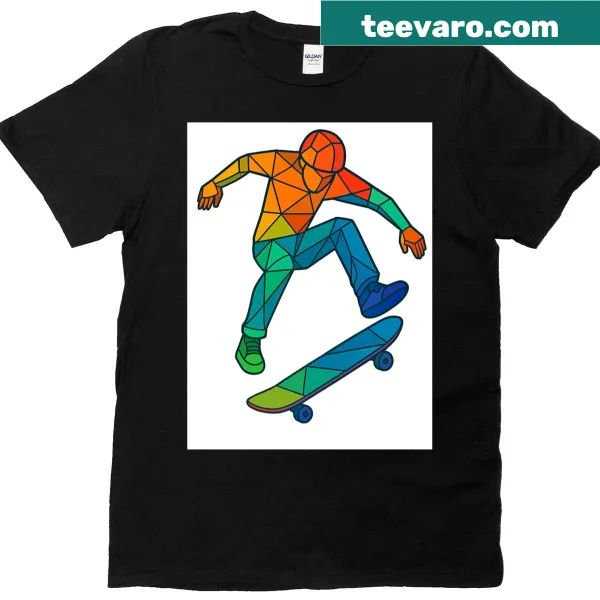 Oversized T-shirt featuring skateboarder mid-jump illustration