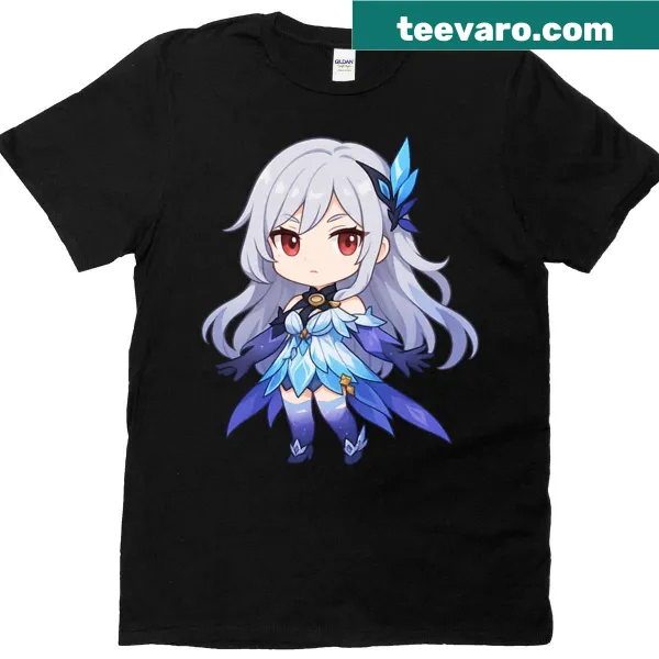 Chibi cartoon character design on a playful t-shirt
