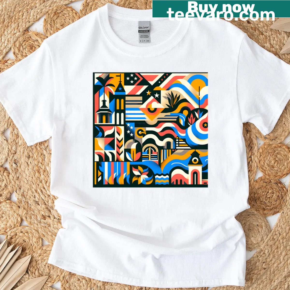 Minimalist geometric design on a t-shirt — on a men's t-shirt