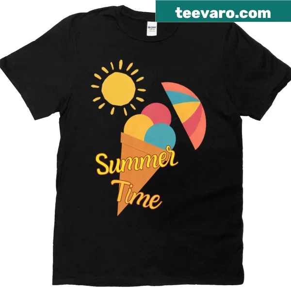 Summer T-shirt featuring an illustration of ice cream and sun