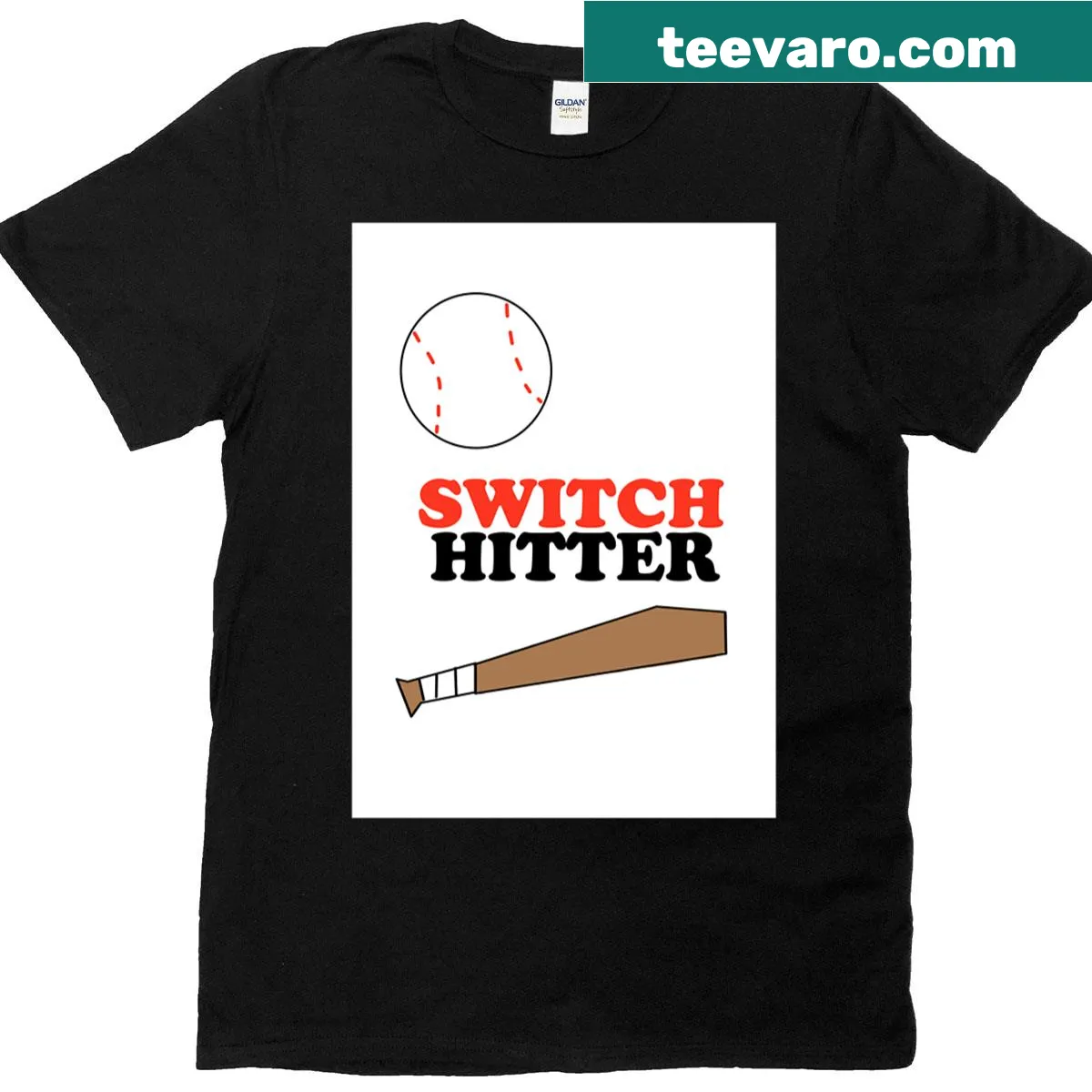 Oversized T-shirt with playful switch hitter graphic — on a men's t-shirt
