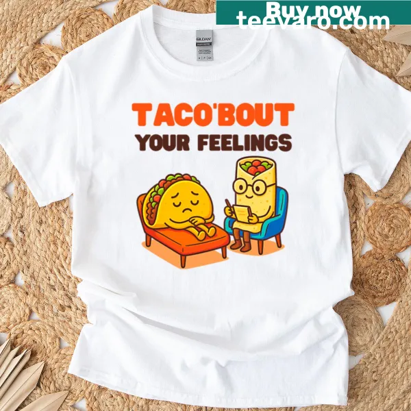 Oversized taco-themed T-shirt with humorous design for taco lovers.