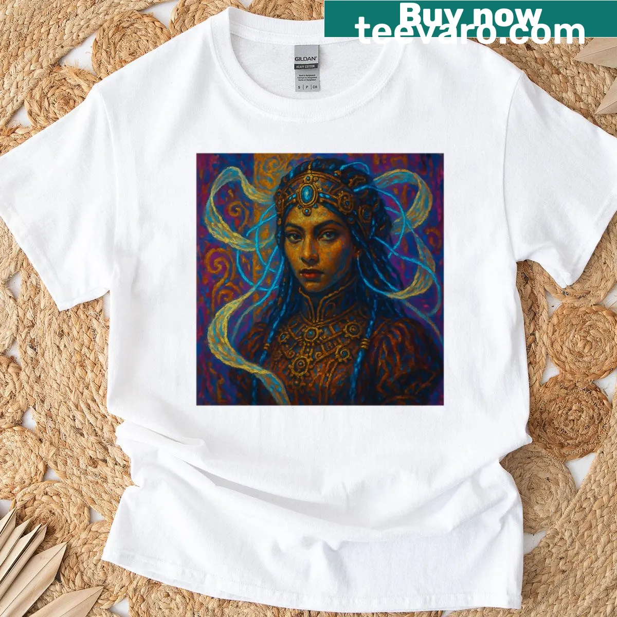 Whimsical illustration of Tait, guardian of light — on a men's t-shirt