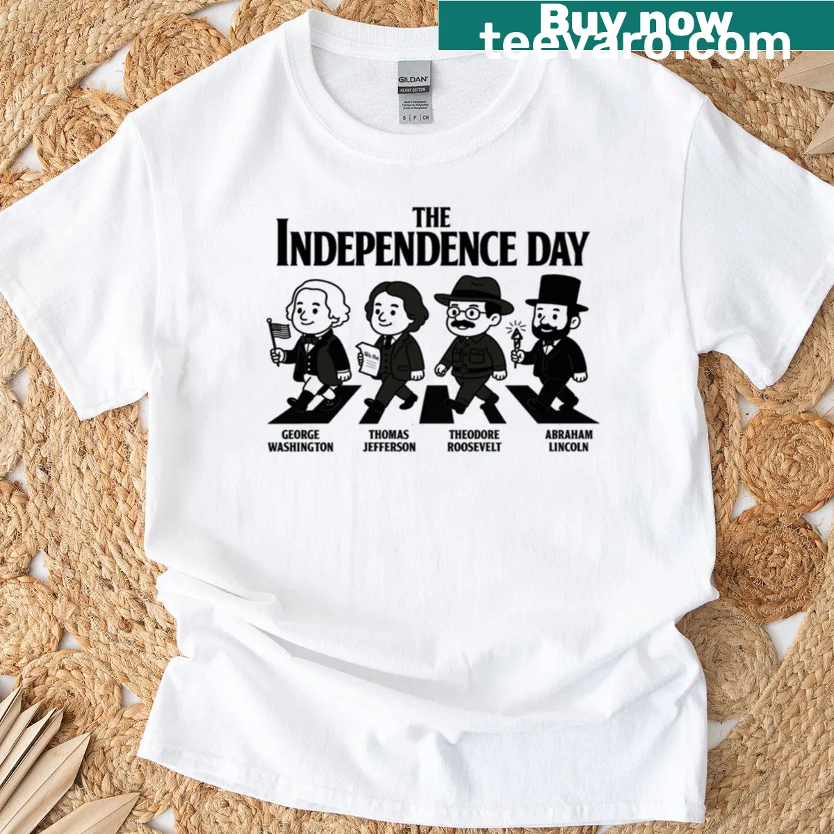Funny illustration of presidents for Independence Day on a t-shirt — on a men's t-shirt