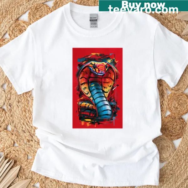Artistic cobra king snake design on T-shirt