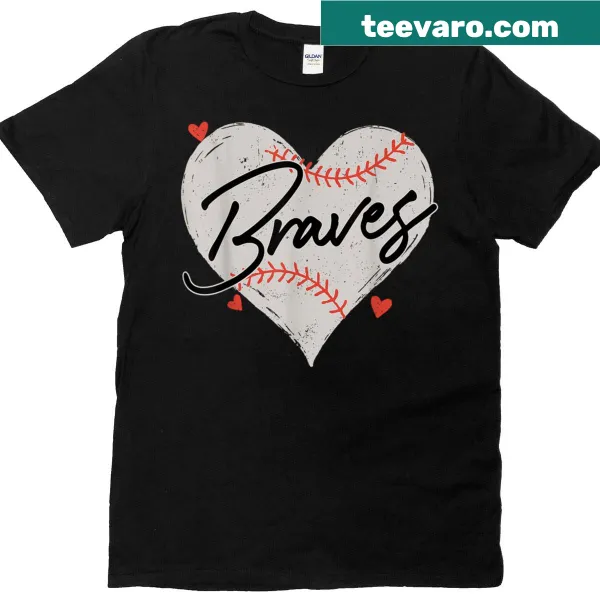 Vintage heart t-shirt with retro 'Brave' text