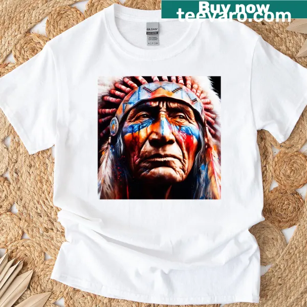 Illustration of warriors in a wasteland setting on a T-shirt