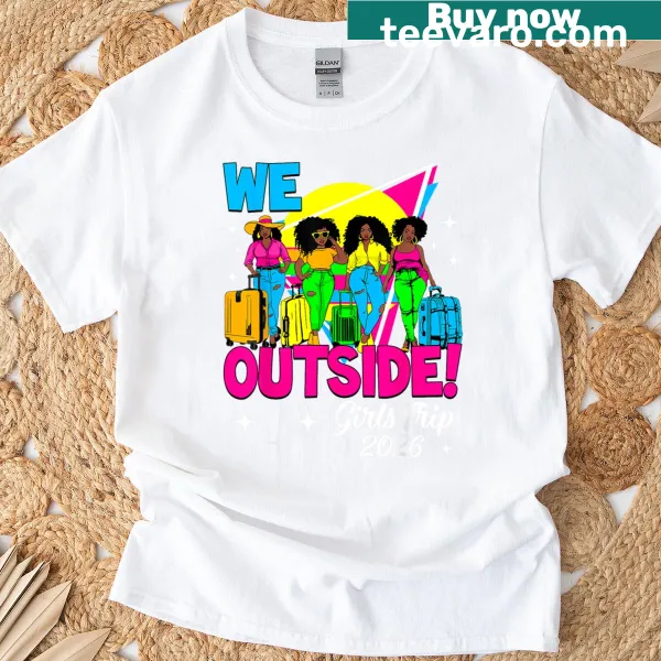 Cartoon illustration of Afro women on a girls trip T-shirt