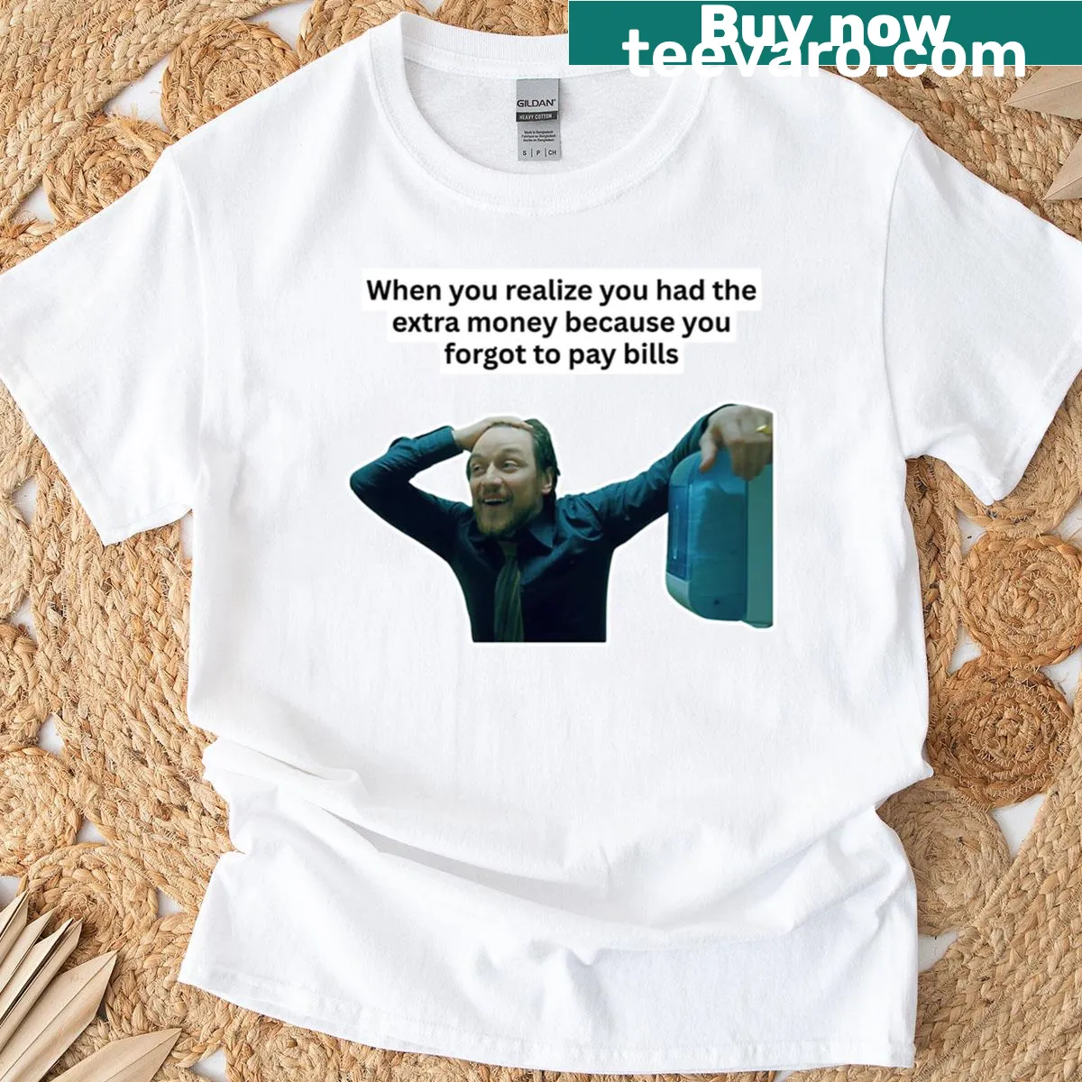 Humorous T-shirt about unexpected sources of money. — on a men's t-shirt
