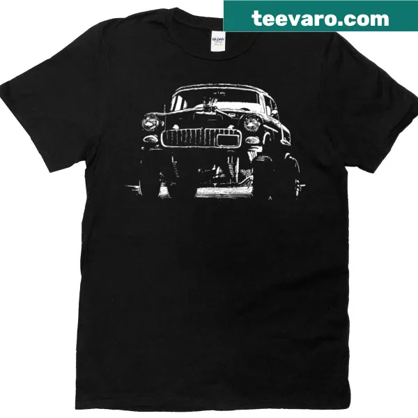Vintage-style T-shirt featuring a 55 Chevy Gasser racer
