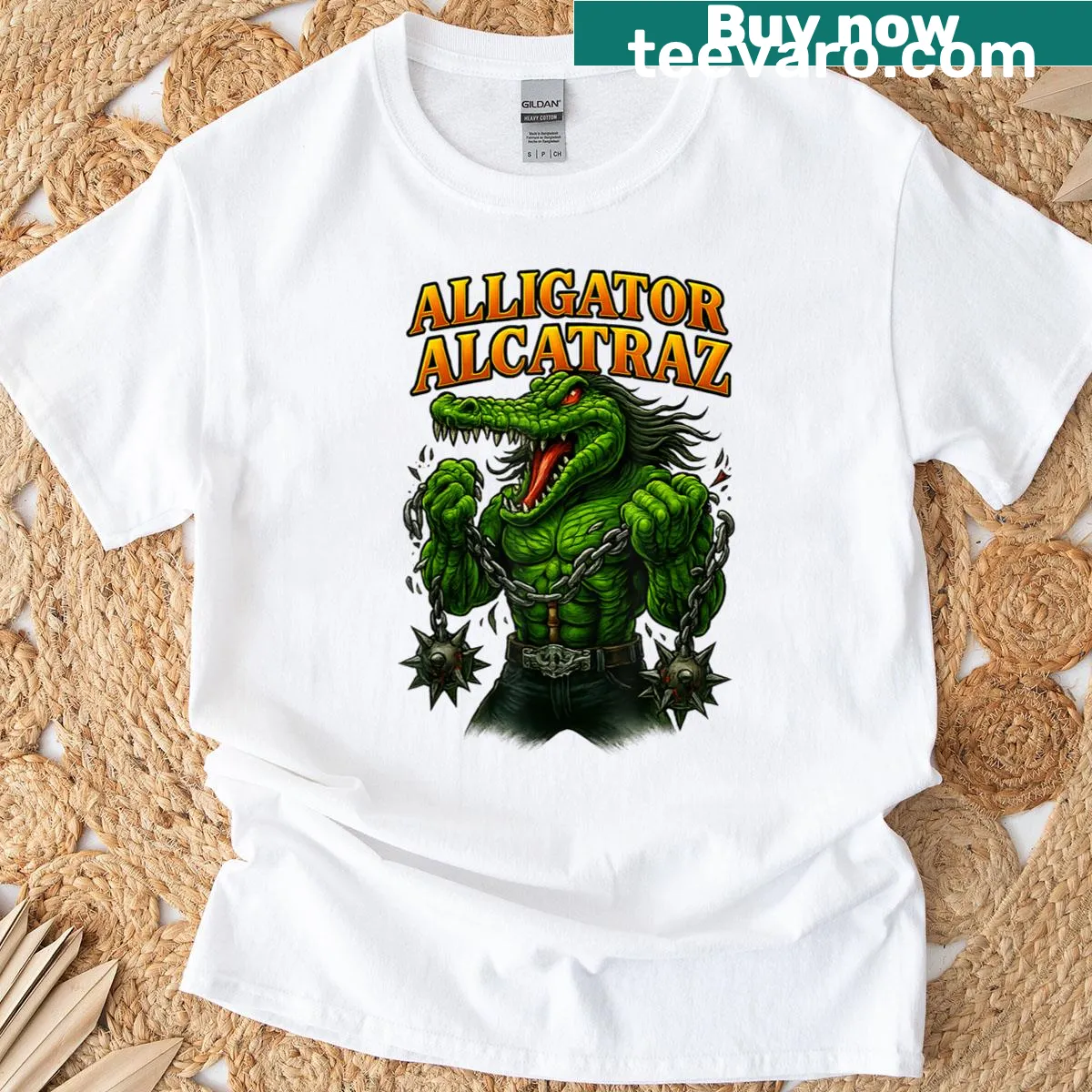 Alligator illustration T-shirt representing Florida wildlife — on a men's t-shirt