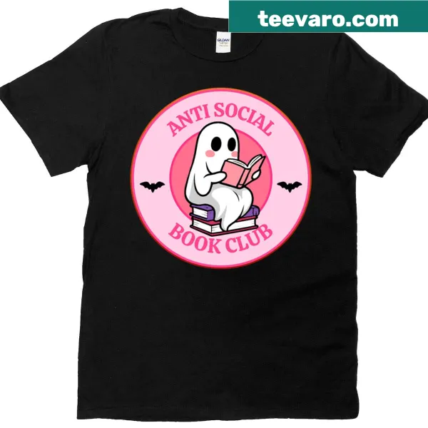 Ghost holding a book with Anti Social Book Club text