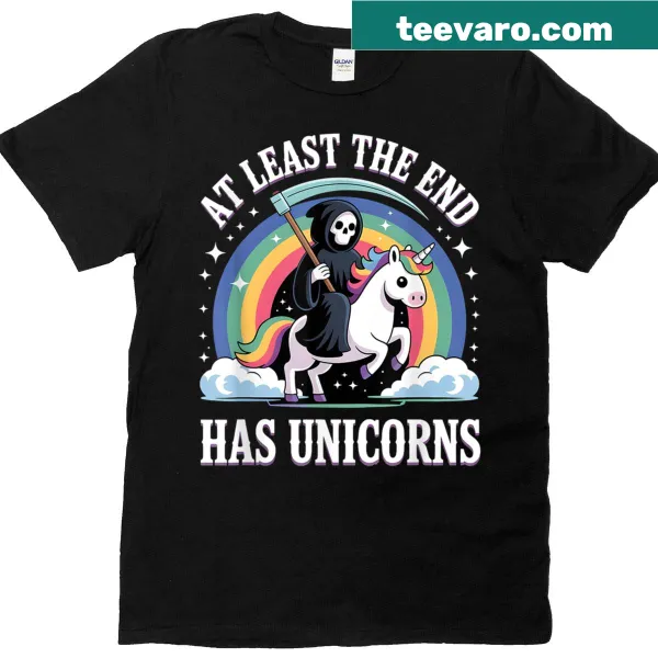 Cute Grim Reaper t-shirt with unicorns illustration