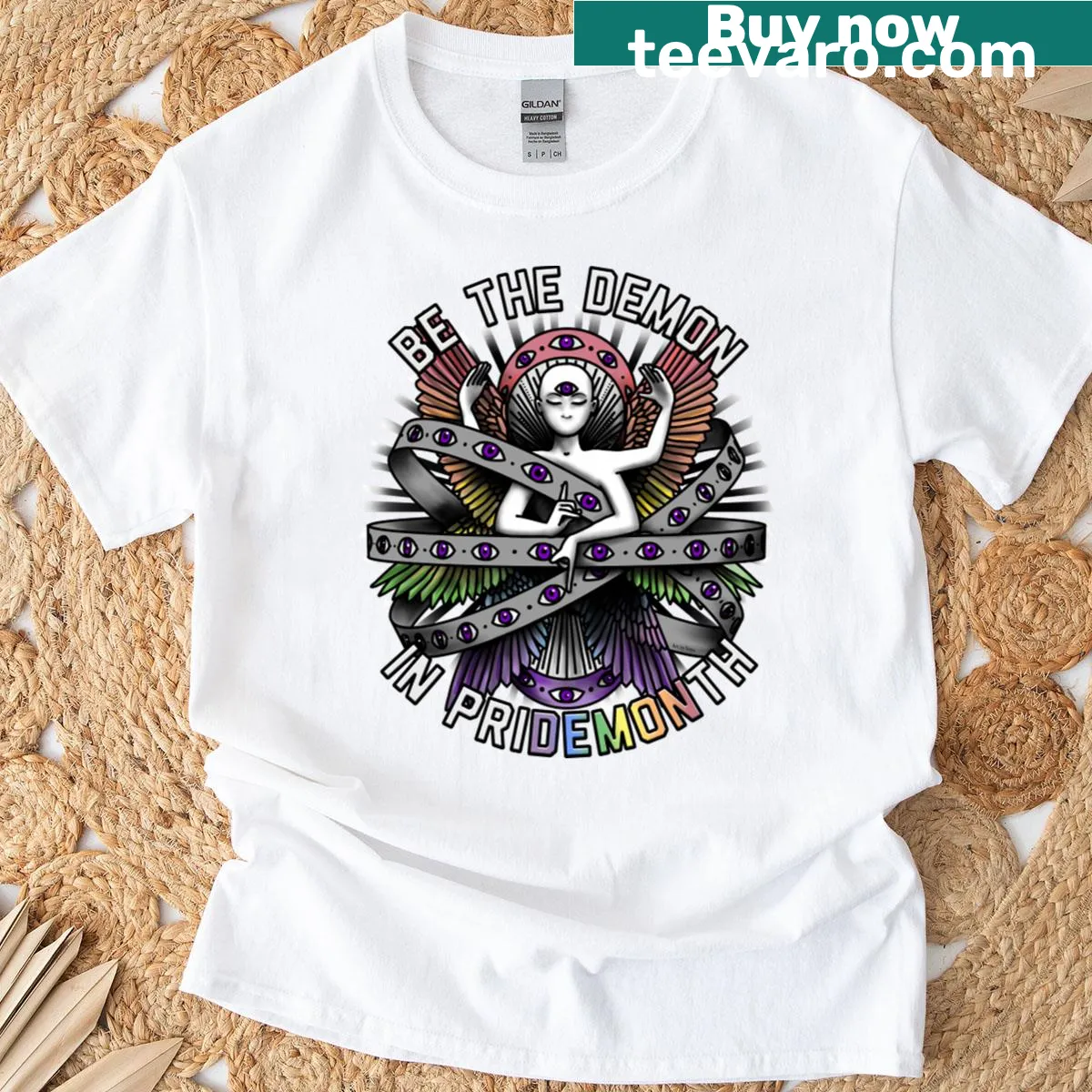 Dramatic fantasy demon design on T-shirt — on a men's t-shirt