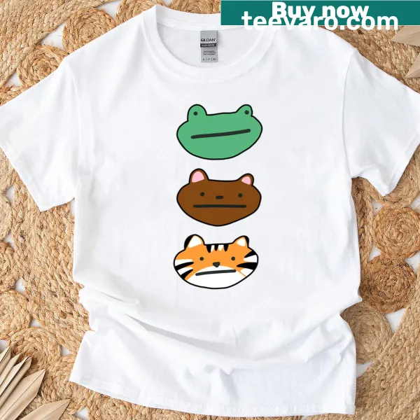 Cartoon frog graphic with friends on a kids T-shirt