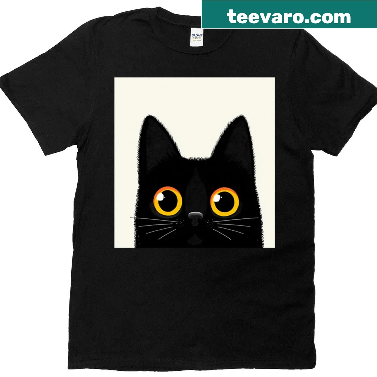 Minimalist graphic of cat eyes on oversized t-shirt — on a men's t-shirt