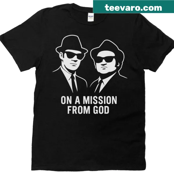 Illustrated Blues Brothers on a mission graphic t-shirt