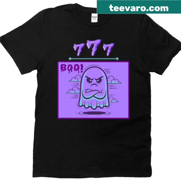 Cartoon ghost with disapproving face and text 'Boo' T-shirt