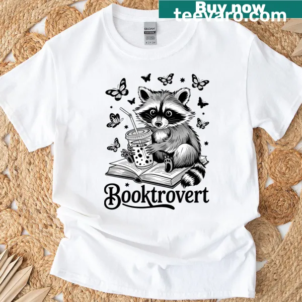 Funny raccoon graphic with a witty saying about reading