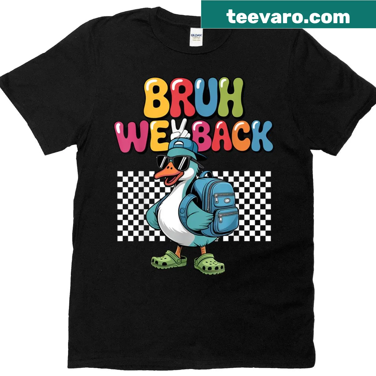 Text design 'Boy Goose Bruh We Back' on T-shirt — on a men's t-shirt