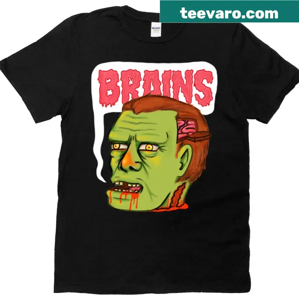 T-shirt with 'Brains' text in zombie script