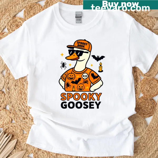Cartoon spooky duck t-shirt with playful Halloween design