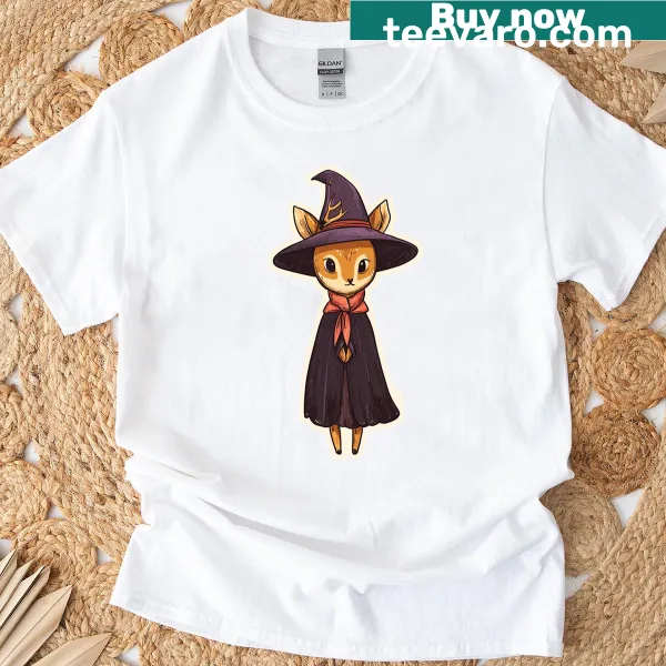 Whimsical deer design t-shirt with witchy elements