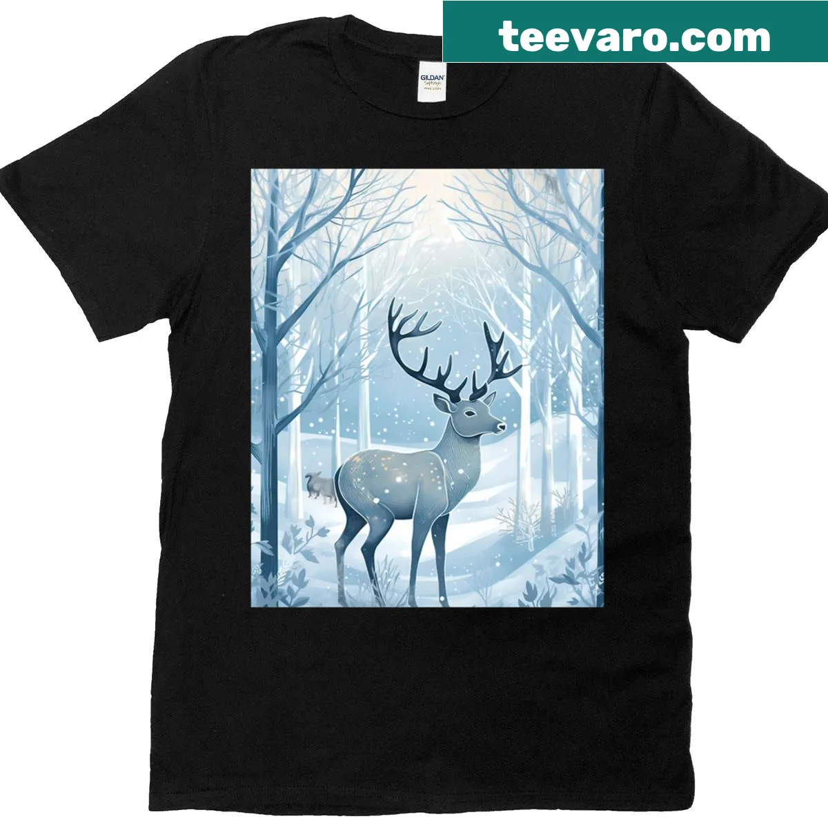 Christmas card graphic t-shirt with whimsical holiday design — on a men's t-shirt