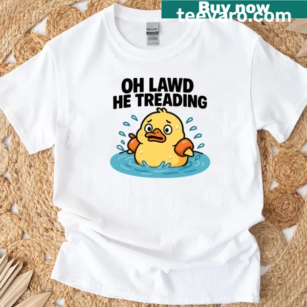 Cartoon duck t-shirt with floaties and humorous caption