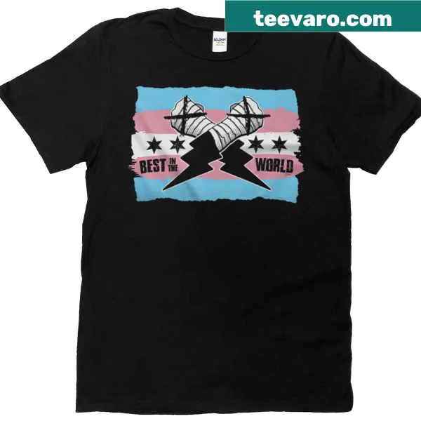 CM Punk tribute t-shirt with Trans Pride theme