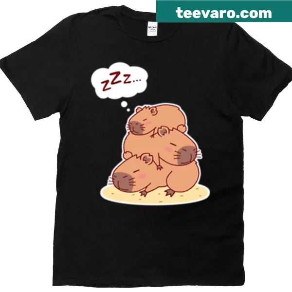 Oversized T-shirt with cute capybara illustration
