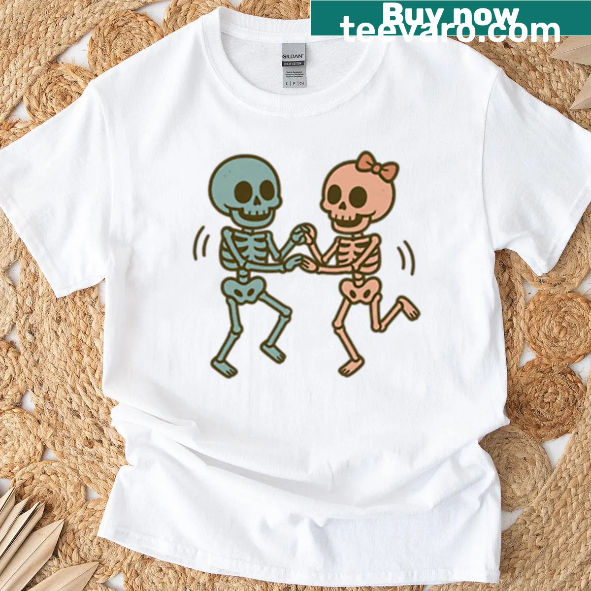 Cute ghost and pumpkin jack o lantern Halloween t-shirt — on a men's t-shirt
