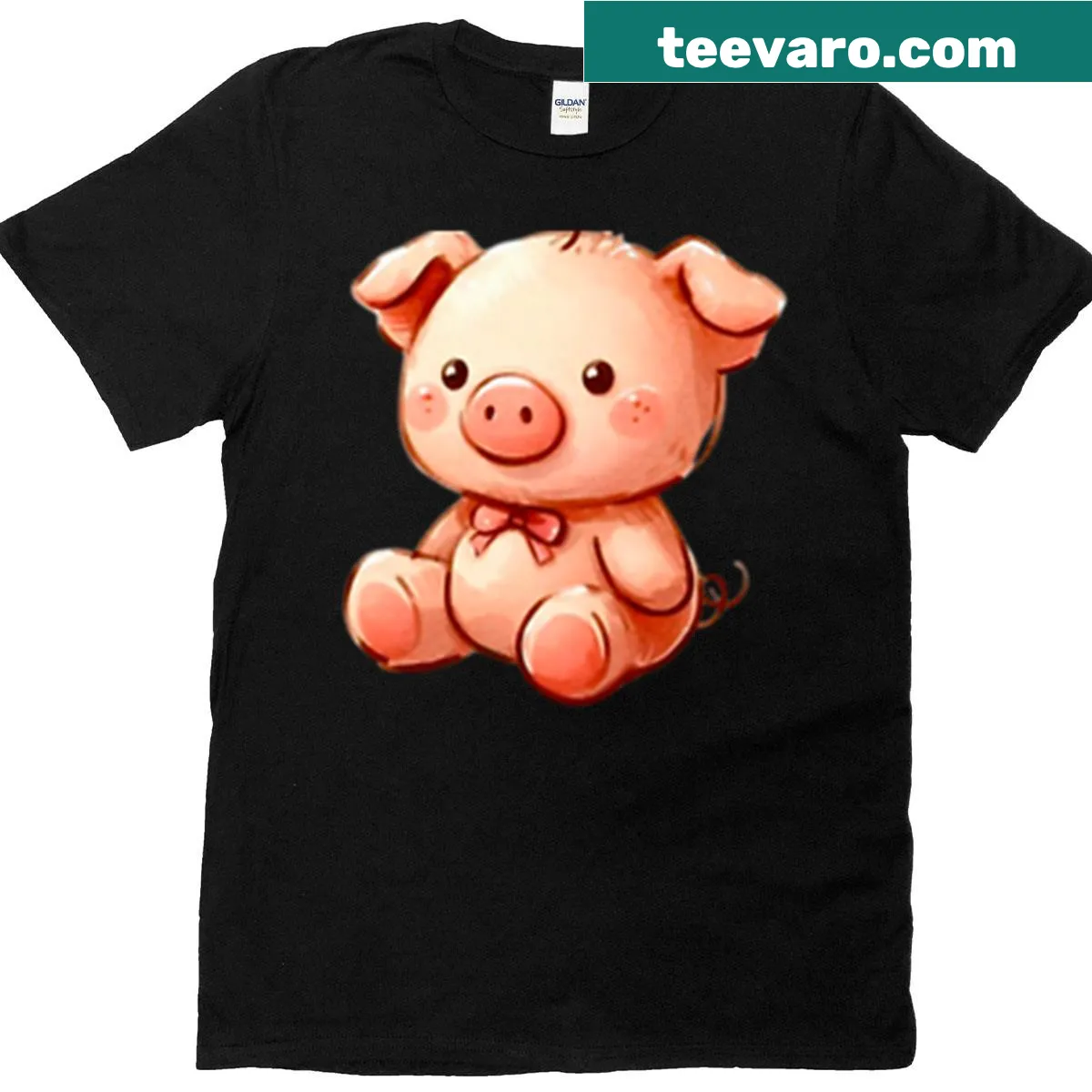 Adorable baby pig graphic t-shirt — on a men's t-shirt