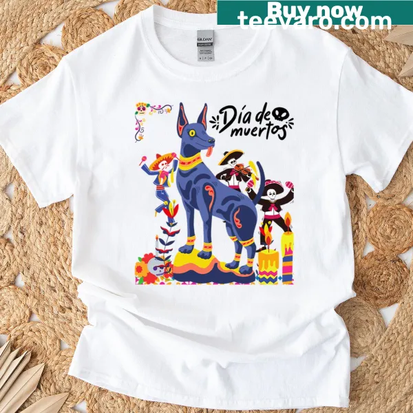 Graphic design honoring Día de los Muertos on a T-shirt