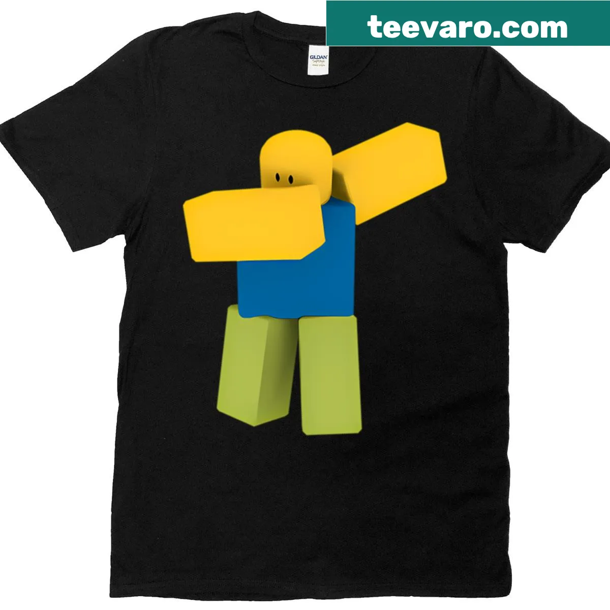 Cartoon character dabbing on a fun graphic t-shirt — on a men's t-shirt