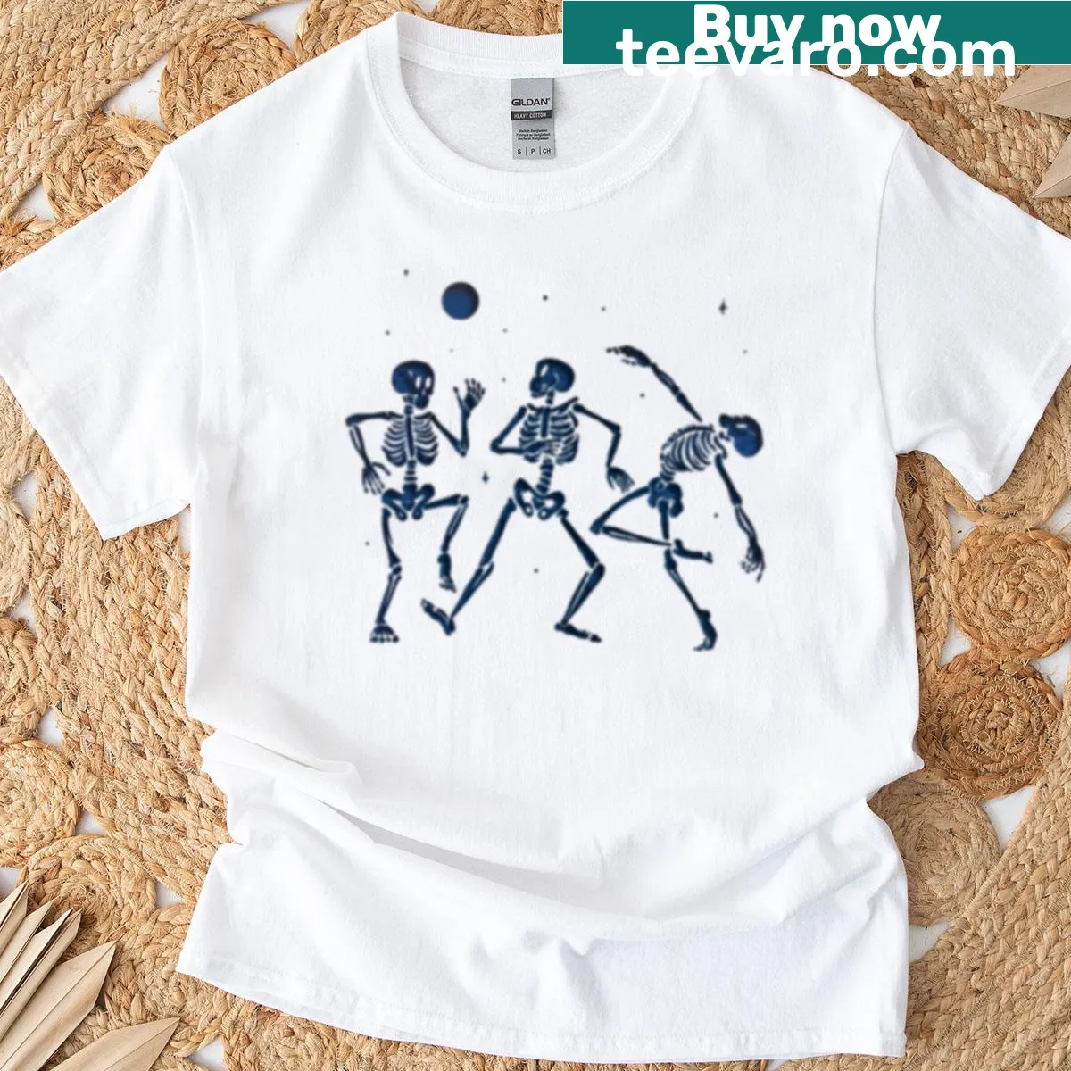 Dancing skeletons illustration on a festive T-shirt — on a men's t-shirt