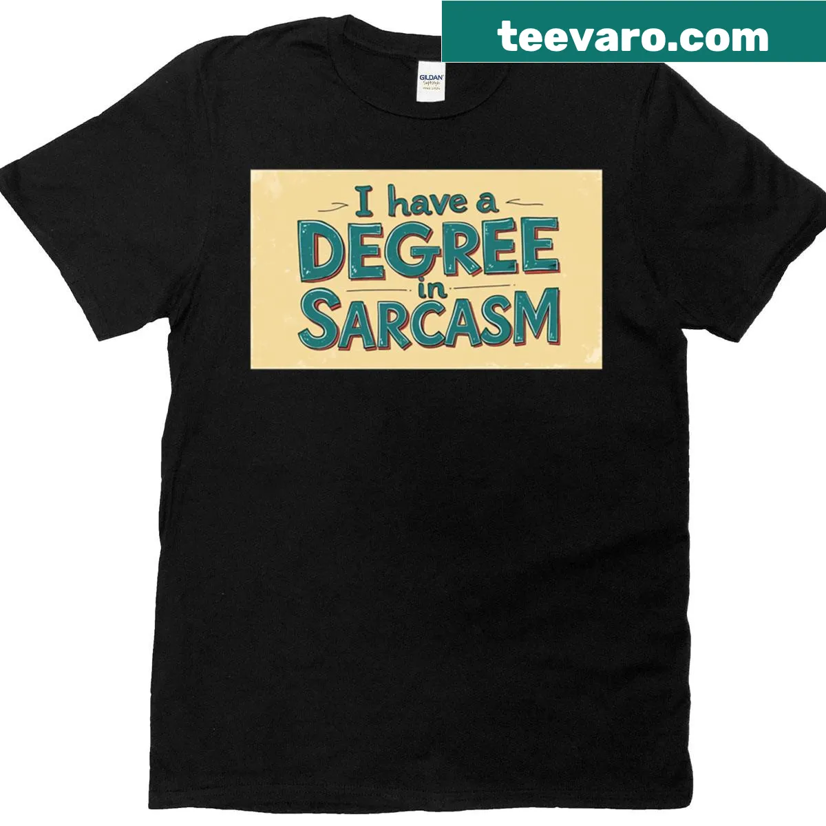 Sarcastic Degree In Sarcasm t-shirt with bold lettering — on a men's t-shirt
