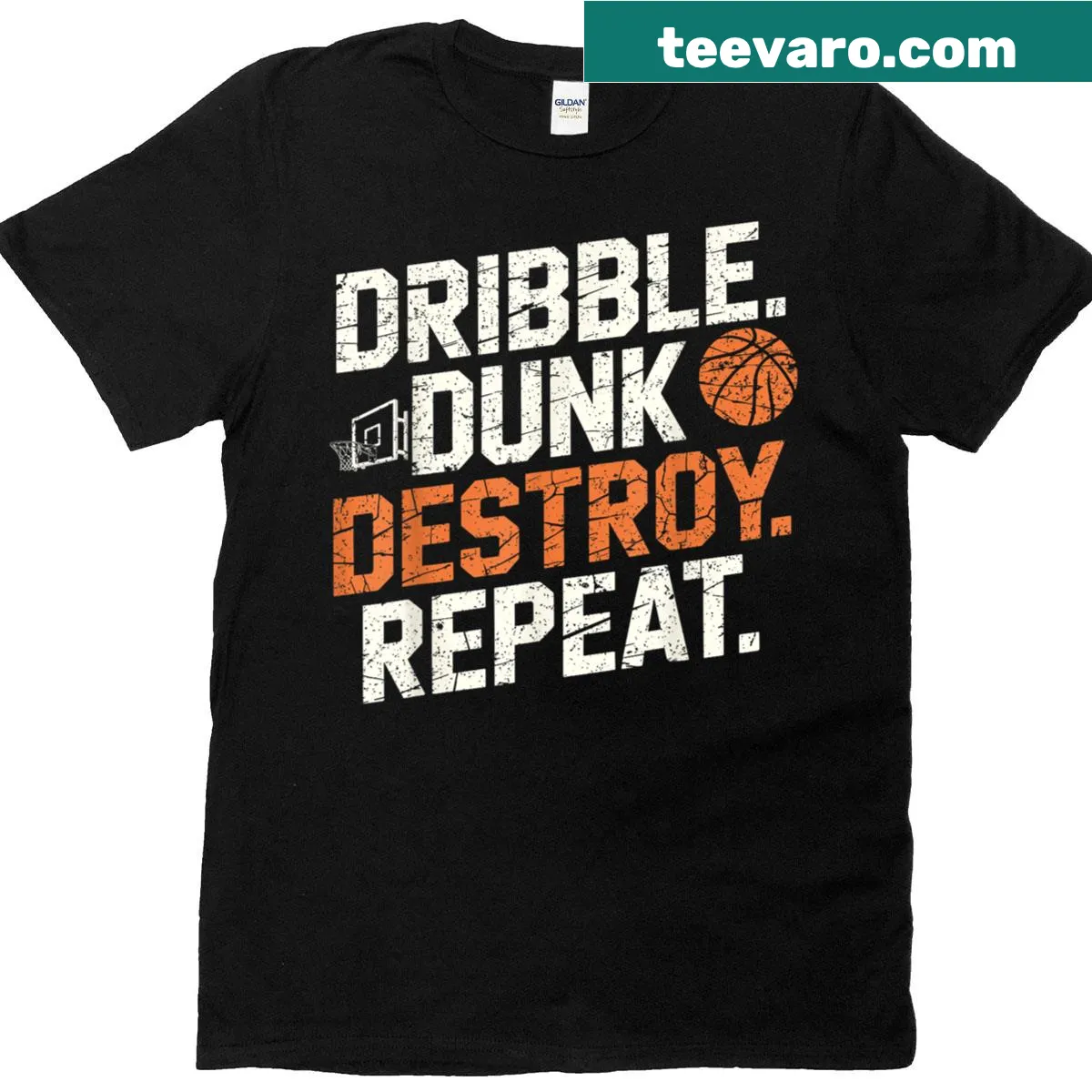 Basketball-themed shirt with playful text design — on a men's t-shirt