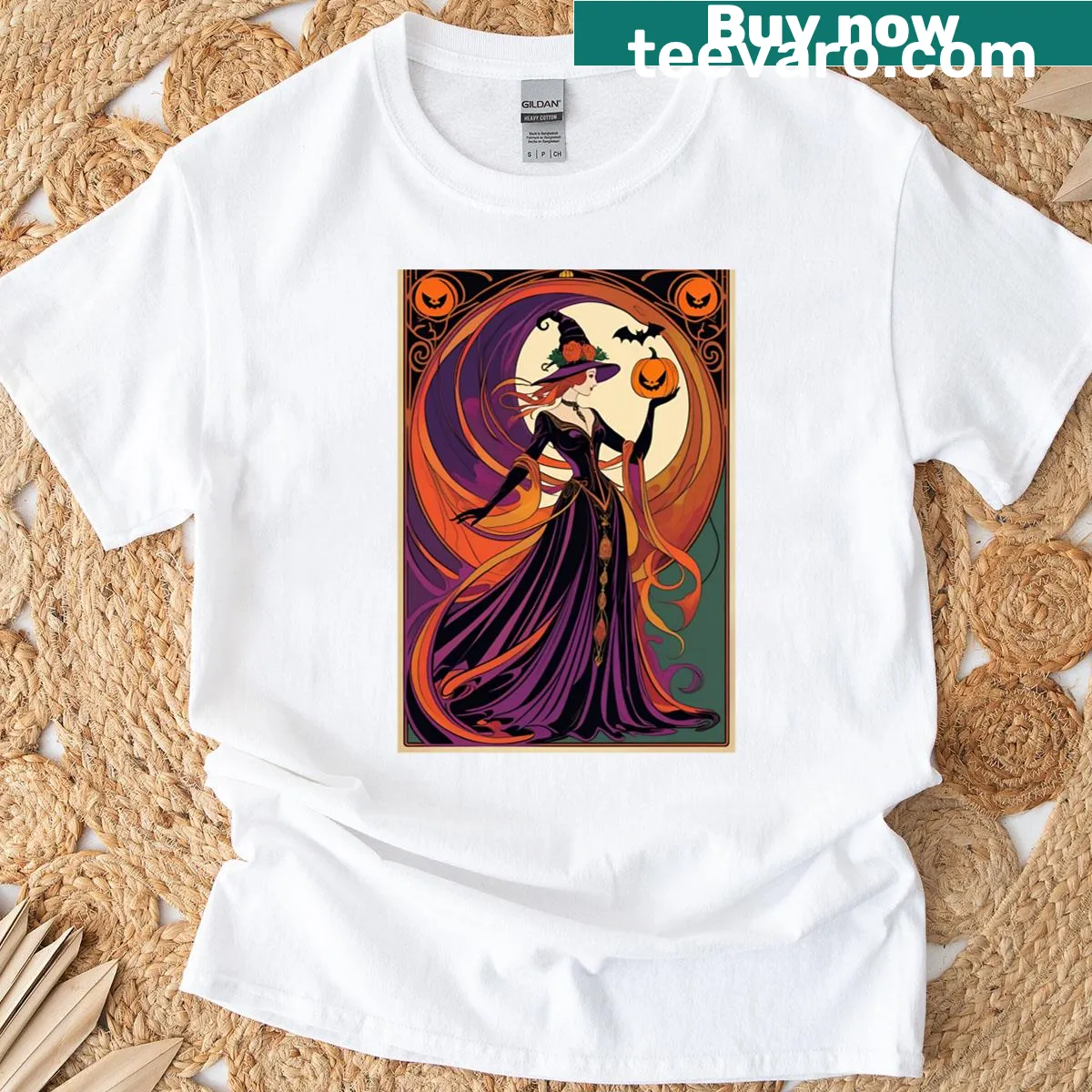T-shirt showcasing enchanting Halloween-themed motifs — on a men's t-shirt