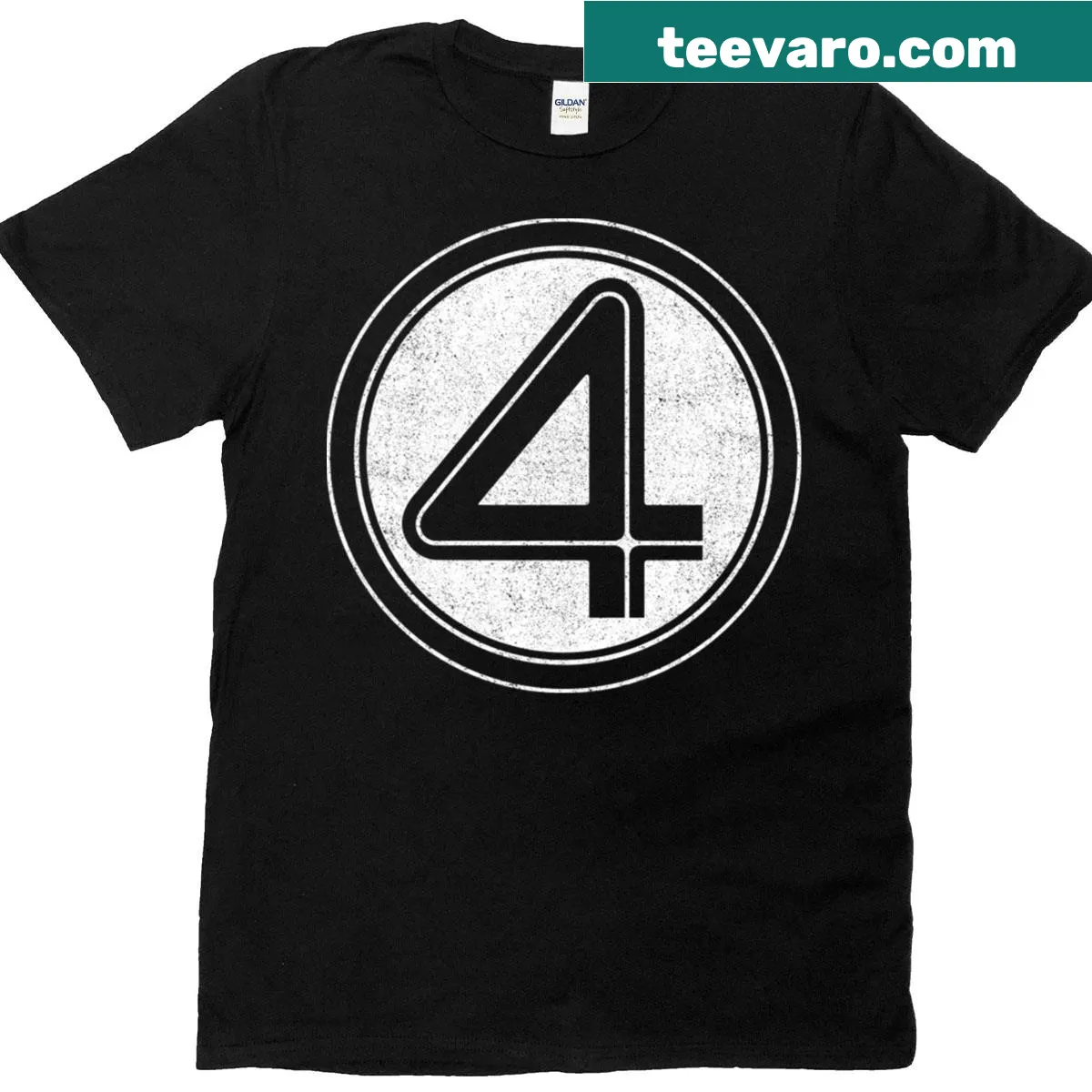 Minimalist t-shirt with the Fantastic Four emblem — on a men's t-shirt