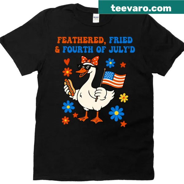 Festive t-shirt with fried turkey and patriotic birds for Fourth of July