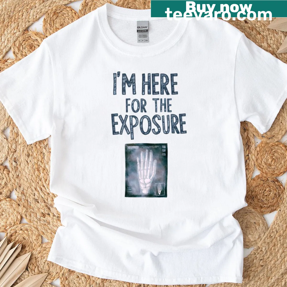 Oversized T-shirt with a funny X-ray quote for radiology techs — on a men's t-shirt