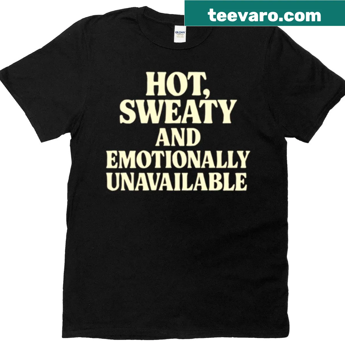 Oversized t-shirt with a funny sarcastic quote about emotional unavailability — on a men's t-shirt