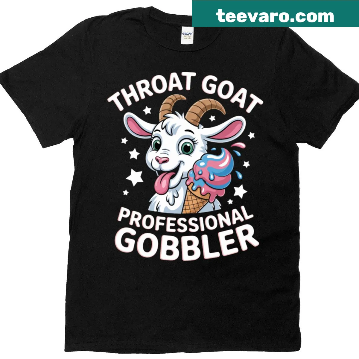 Funny Throat Goat Professional Gobbler T-shirt with humorous text — on a men's t-shirt