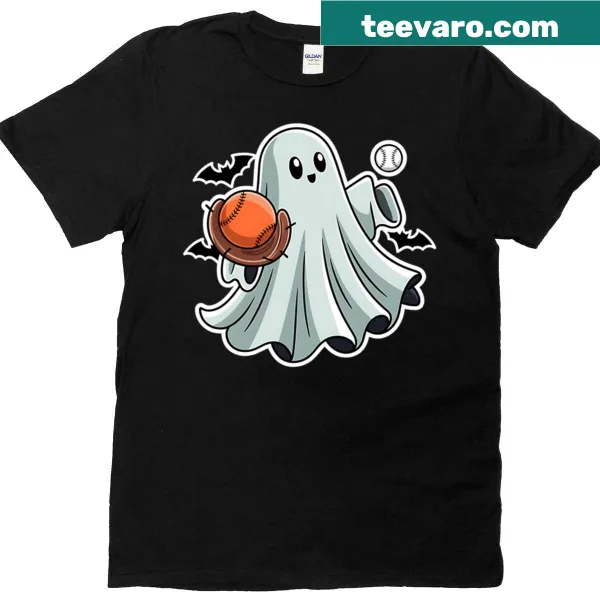 Cartoon ghost baseball pitcher t-shirt for kids
