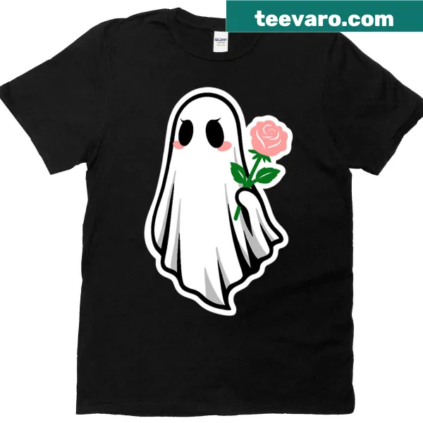 Ghost holding a rose graphic t-shirt with edgy design