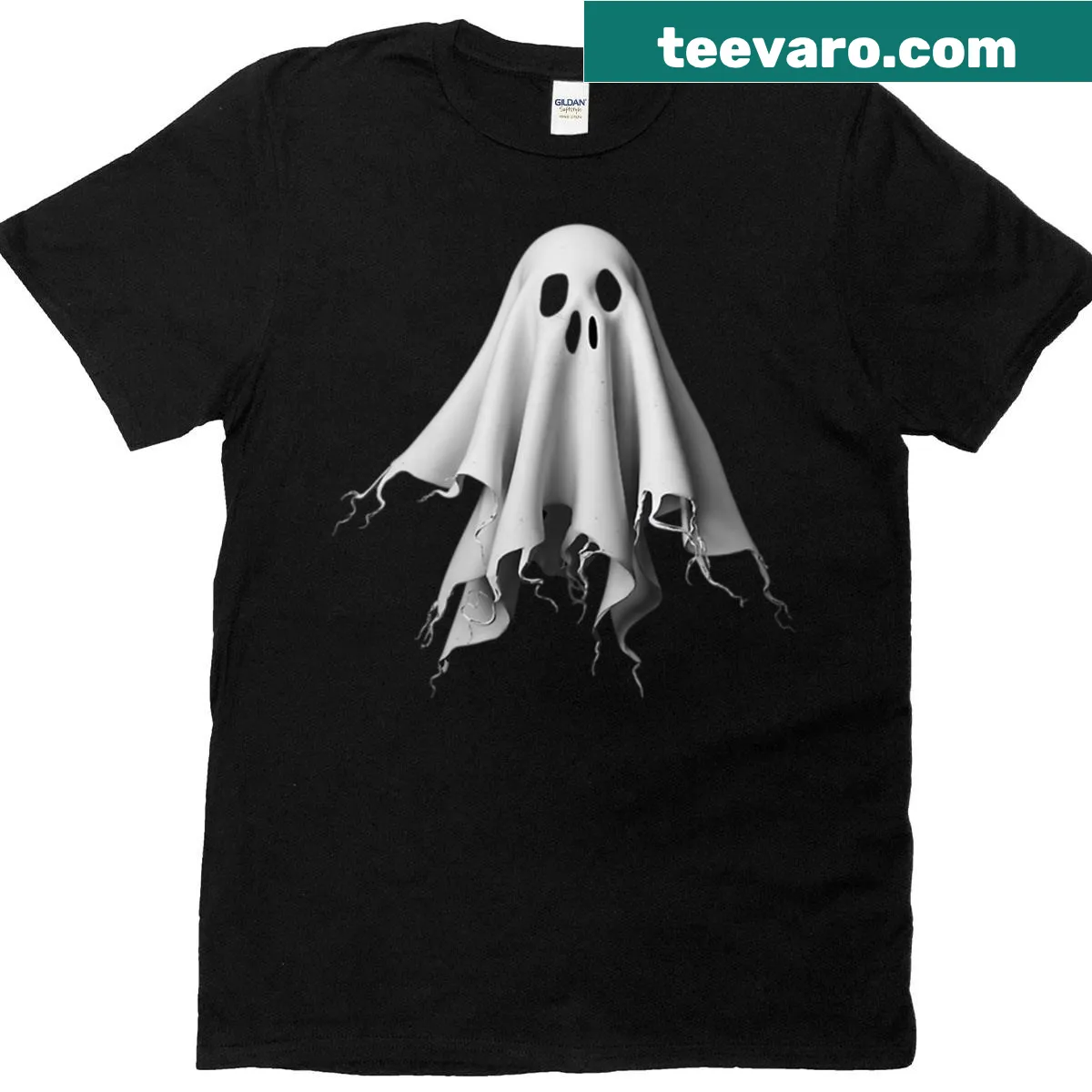 Spooky ghost graphic t-shirt with horror theme — on a men's t-shirt